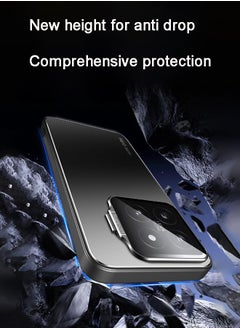 GKK Xiaomi 14 Case Cover with Camera Len Full Coverage Lens Film and Foldable Phone Kickstand Holder Anti-scratch Back Cover Magnetic attraction Holder Funtion Frosting Metal Cover Shockproof Accessory  - Image 5