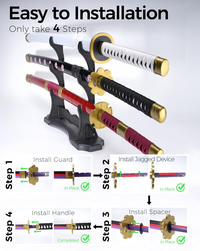Cold Blade Katana Sword - 41 inches Katana Replica with Holster Belt and Display Stand - Sword with Authentic Design QiuHeGui - Image 2