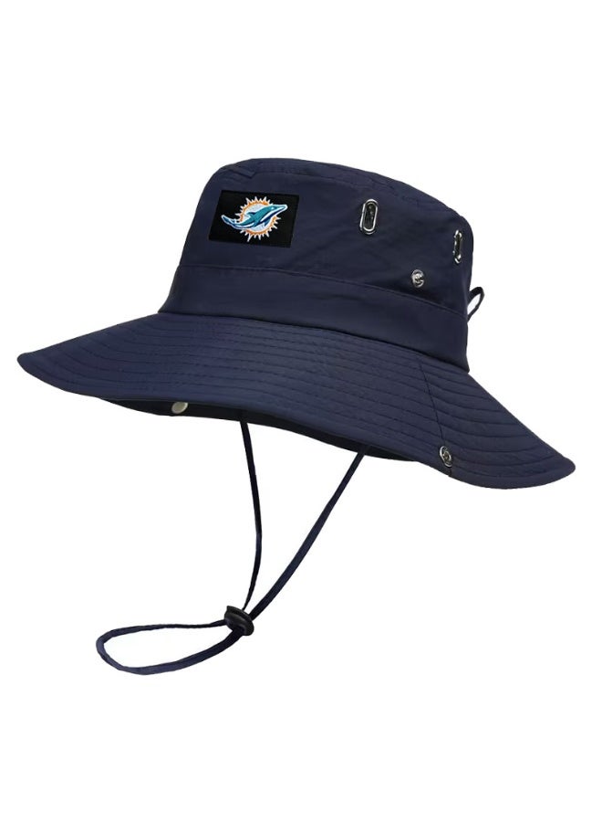 NFL Miami Dolphins Navy Boonie Bucket Hat - Official Team Logo Outdoor Sun Hat with Secure Fit for Fans