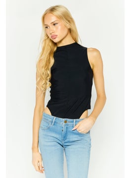 RIVER ISLAND Women Solid Sleeveless Bodysuit, Black  - Image 1