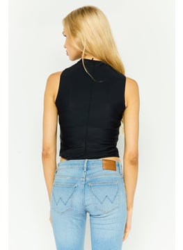 RIVER ISLAND Women Solid Sleeveless Bodysuit, Black  - Image 3