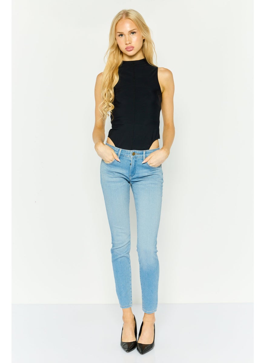 RIVER ISLAND Women Solid Sleeveless Bodysuit, Black  - Image 2