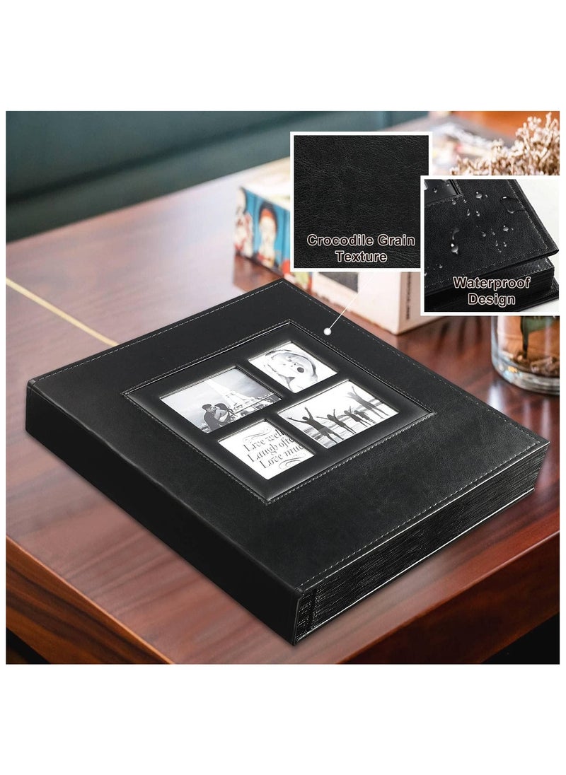 ماركة غير محددة Tazweeq Photo Album,600 Photos Large Capacity Leather Cover,Picture Albums with 600 Pockets for Family Wedding Anniversary Baby,Easy to Clean (Black)  - Image 2