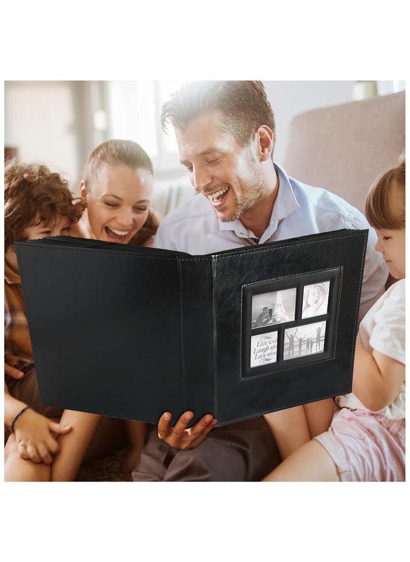 ماركة غير محددة Tazweeq Photo Album,600 Photos Large Capacity Leather Cover,Picture Albums with 600 Pockets for Family Wedding Anniversary Baby,Easy to Clean (Black)  - Image 3