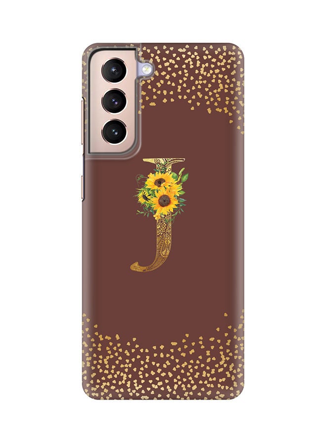 Stylizedd Monogram Slim Cover for Samsung Galaxy S21 Plus 5G Case Custom Initials Letter Floral Pattern Snap Series Mobile Cover Matte Alphabet  - J (Brown) - Image 1