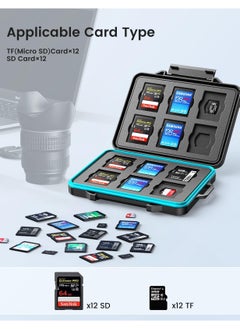 erorex 24 Slots SD Card Case Holder, Memory Card Case Water-Resistant Anti-Shock Memory Card Case for SD/Micro SD SDXC SDHC TF Card Carrying Storage Organizer Protector Cover with Labels&Carabiner  - Image 5