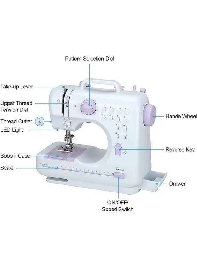 White Versatile Sewing Machine With US Plug For Clothing Curtains Pillows Crafts - Image 3
