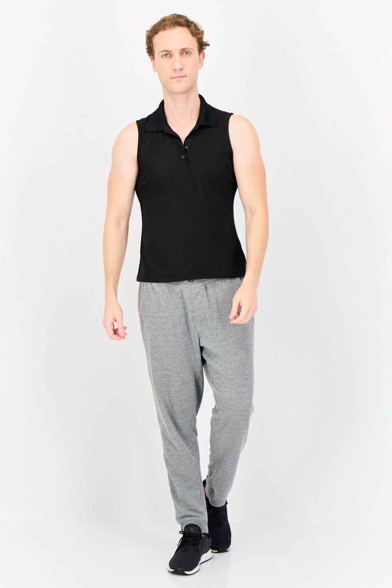 Greg Norman Men Sportswear Fit Sleeveless Golf Polo Shirt, Black - Image 3