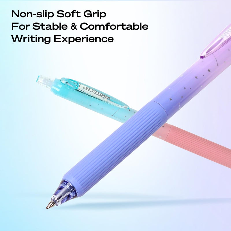 WRITECH Gel Pens Fine Point: Nebula Pen Set 0.7mm Black Ink Retractable 6ct Smooth Writing with Aesthetic Gradient Color Barrel for Journaling Note Taking Silent Click No Smear - Image 2