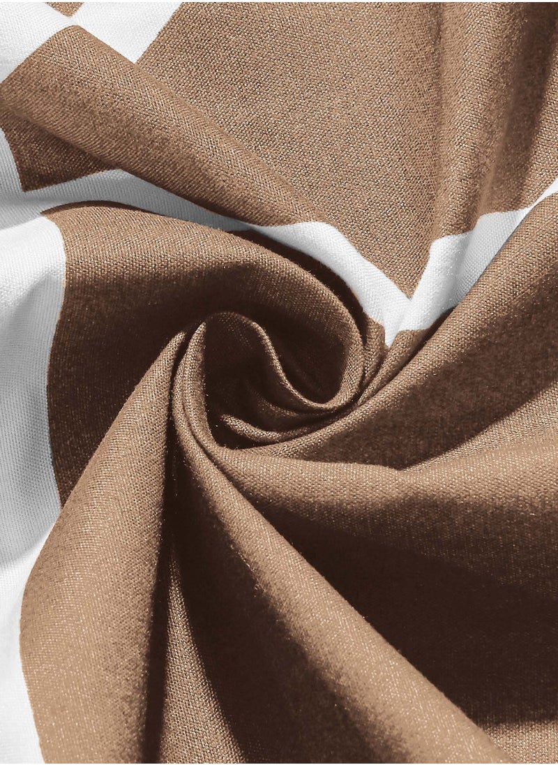 Sleep night Sleep night Compressed 4 Pieces Comforter Set Single Size 160 X 210Cm Reversible Bedding Set for All Seasons Double Side Quilt Stitching Brown  - Image 4