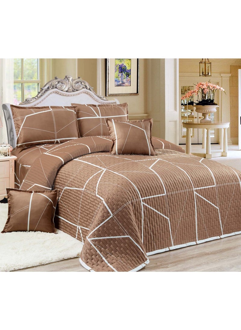 Sleep night Sleep night Compressed 4 Pieces Comforter Set Single Size 160 X 210Cm Reversible Bedding Set for All Seasons Double Side Quilt Stitching Brown  - Image 1