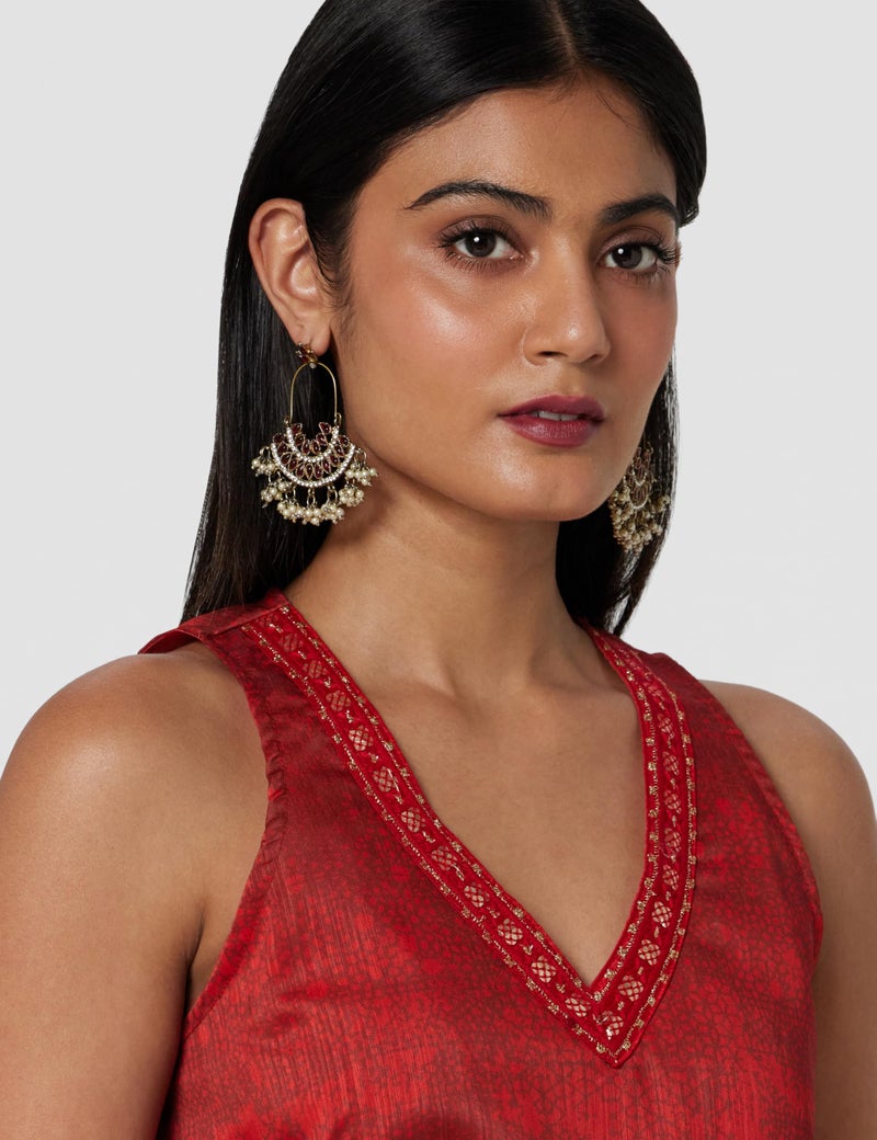 Biba Women's Red Dupion Dress Dress_40 - Image 4