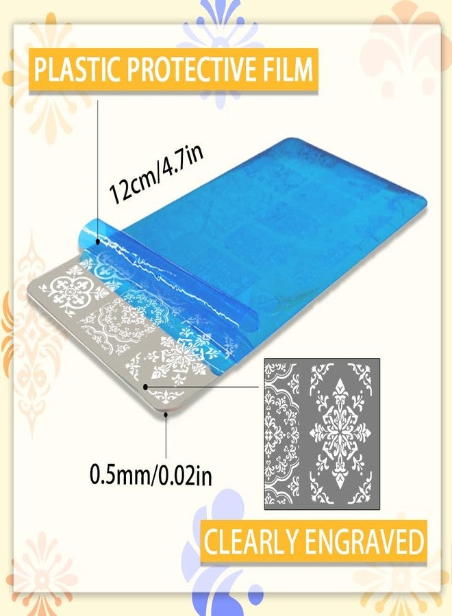 PH PandaHall قوالب فن الأظافر بنمط بلاط الموزاييك من PH PandaHall 5 قطع، لوحة طباعة كاليودوسكوب 52 نمط نبات وزهرة، قوالب فن الأظافر من الفولاذ المقاوم للصدأ لتصميم الأظافر وطباعة صالون المانيكير - Image 2