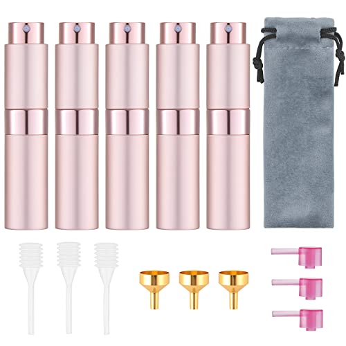 Tekson 5PCS 8ml Travel Perfume Atomizer Refillable Mini Cologne Spray Bottle Empty Small Aftershave Sprayer for Liquid Dispenser Pink - Image 1