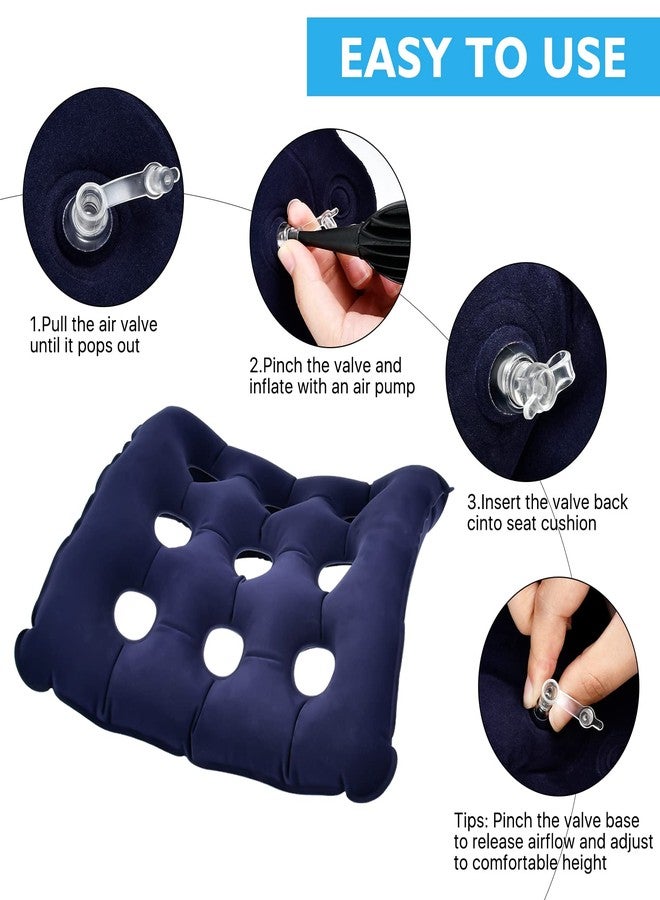 Worldity 2 Pack Inflatable Seat Cushion & Back Cushion Set, 16 & 9 Porous Design with Hand Pump for Pressure Relief, Portable Comfort Waffle Cushion for Wheelchair, Office Chair, Car Seat and Travel - Image 5