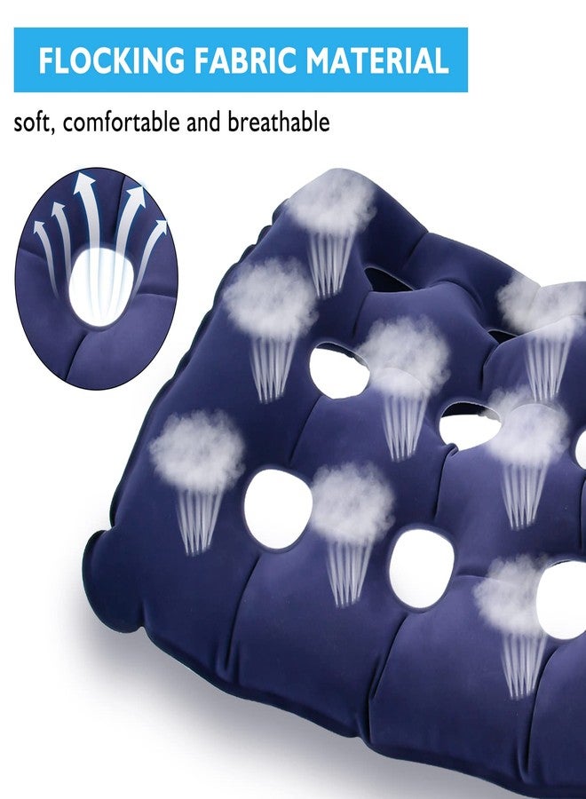 Worldity 2 Pack Inflatable Seat Cushion & Back Cushion Set, 16 & 9 Porous Design with Hand Pump for Pressure Relief, Portable Comfort Waffle Cushion for Wheelchair, Office Chair, Car Seat and Travel - Image 4