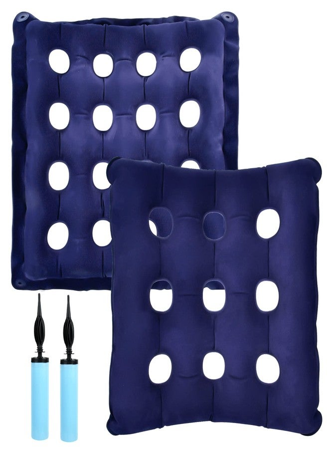Worldity 2 Pack Inflatable Seat Cushion & Back Cushion Set, 16 & 9 Porous Design with Hand Pump for Pressure Relief, Portable Comfort Waffle Cushion for Wheelchair, Office Chair, Car Seat and Travel - Image 1
