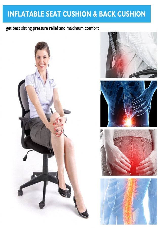 Worldity 2 Pack Inflatable Seat Cushion & Back Cushion Set, 16 & 9 Porous Design with Hand Pump for Pressure Relief, Portable Comfort Waffle Cushion for Wheelchair, Office Chair, Car Seat and Travel - Image 2