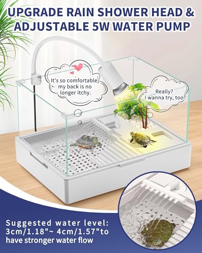 MoonOrange Small Turtle Tank Kit(Tank + Light + Water Pump), Acrylic Turtle Tank Starter Kit with Upgrade Rain Shower Head, Adjustable 5W Water Pump, Higher Fences and Multi-Function Area. (S-Kit) - Image 2