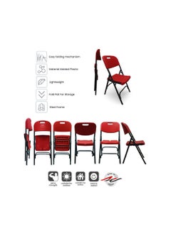 SunBoat Commerce 5-Piece Folding dining furniture set [Outdoor & Indoor] 80cm table with four red chairs  - Image 2