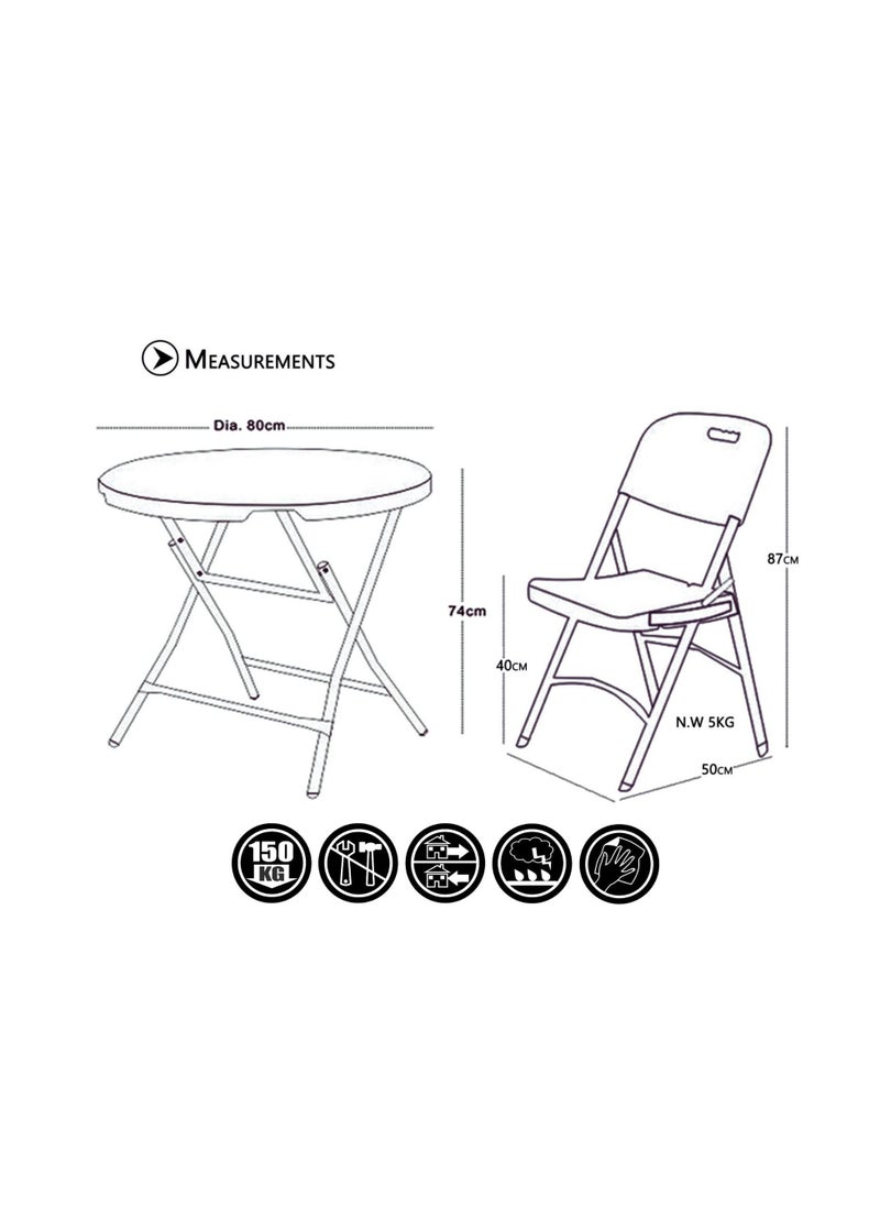 SunBoat Commerce - 5-Piece Folding dining furniture set [Outdoor & Indoor] 80cm table with four red chairs - Image 1