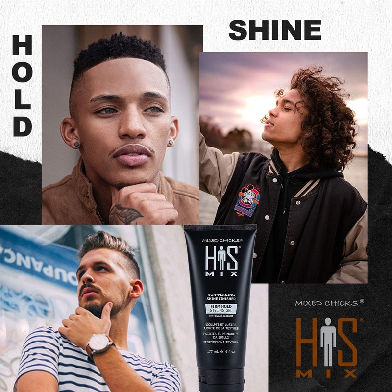 Mixed Chicks HIS MIX Shine Finisher Firm Hold Hair Styling Gel for Men, 6 fl. oz. / 177 ml. - Image 3