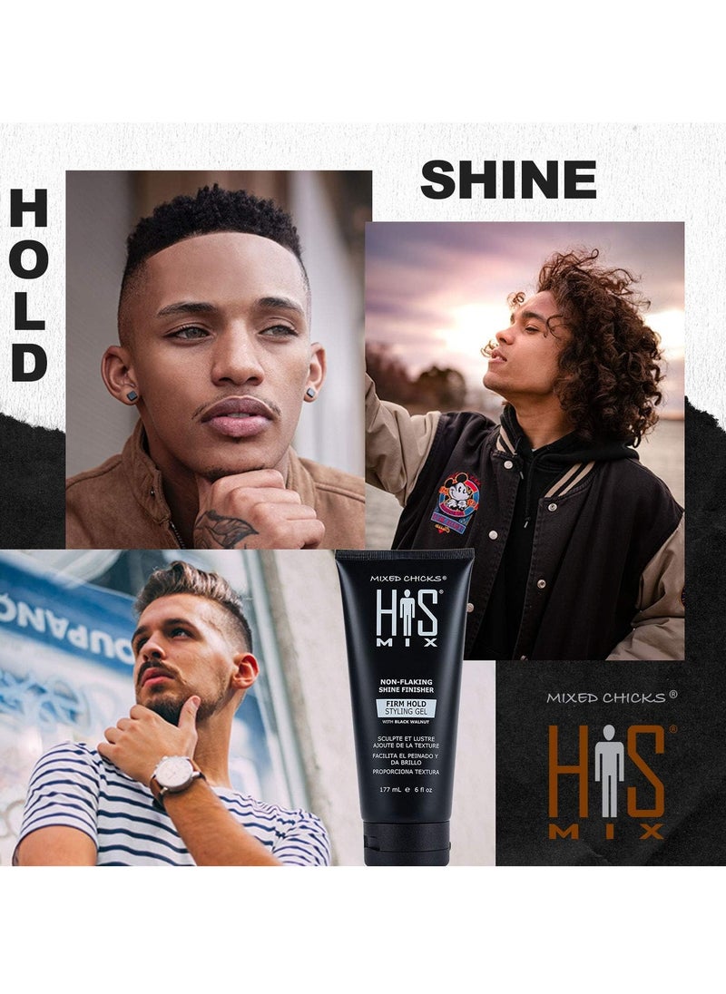 Mixed Chicks - Mixed Chicks HIS MIX Shine Finisher Firm Hold Hair Styling Gel for Men, 6 fl. oz. / 177 ml. - Image 1