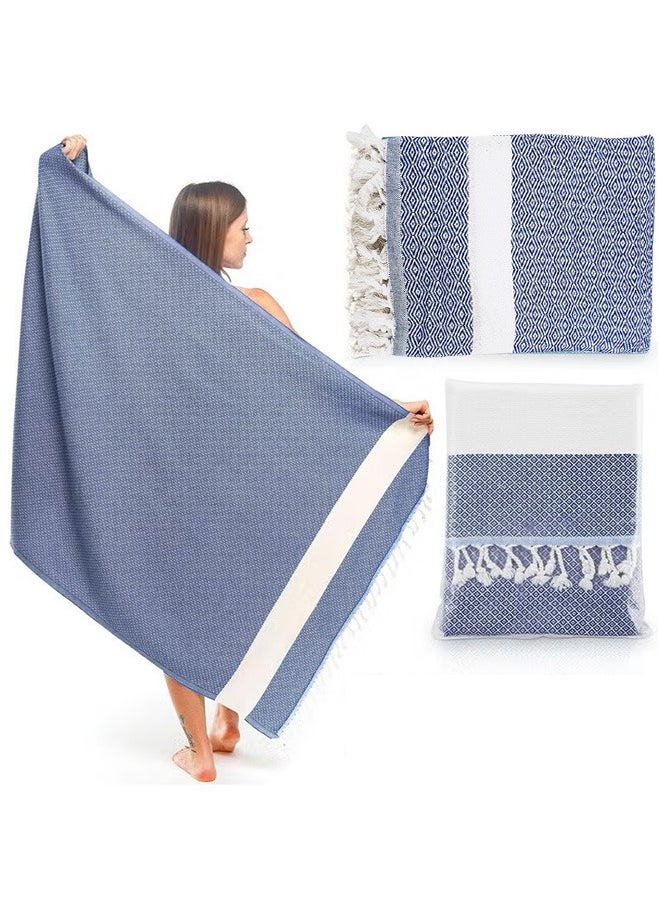 HomarKet Turkish Beach Towel 100% Cotton Peshtemal Travel Camping Bath Sauna Beach Gym Pool Blanket Gift Quick Dry Sand Free Beach Towel  - Image 1