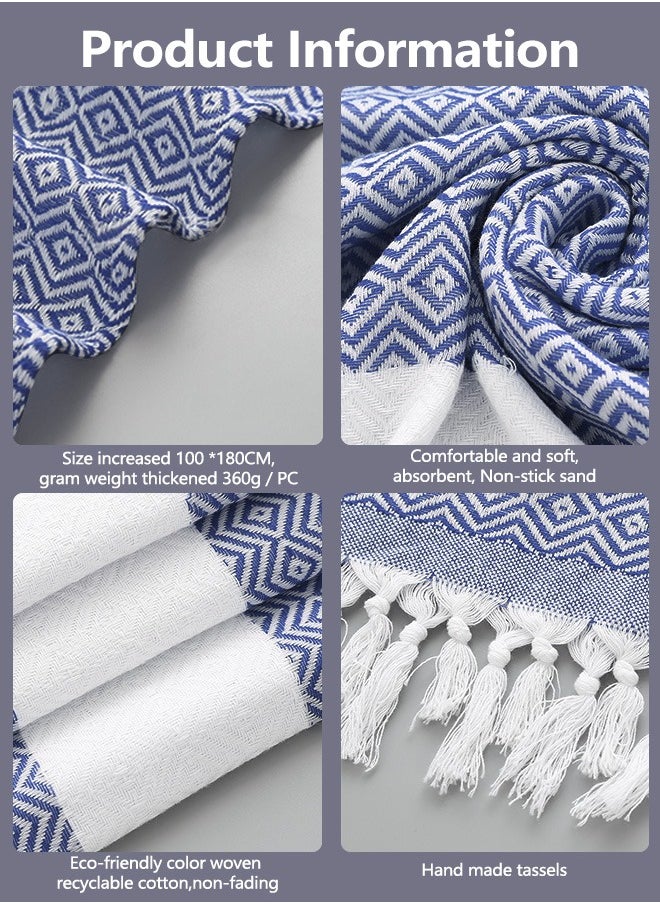 HomarKet Turkish Beach Towel 100% Cotton Peshtemal Travel Camping Bath Sauna Beach Gym Pool Blanket Gift Quick Dry Sand Free Beach Towel  - Image 4