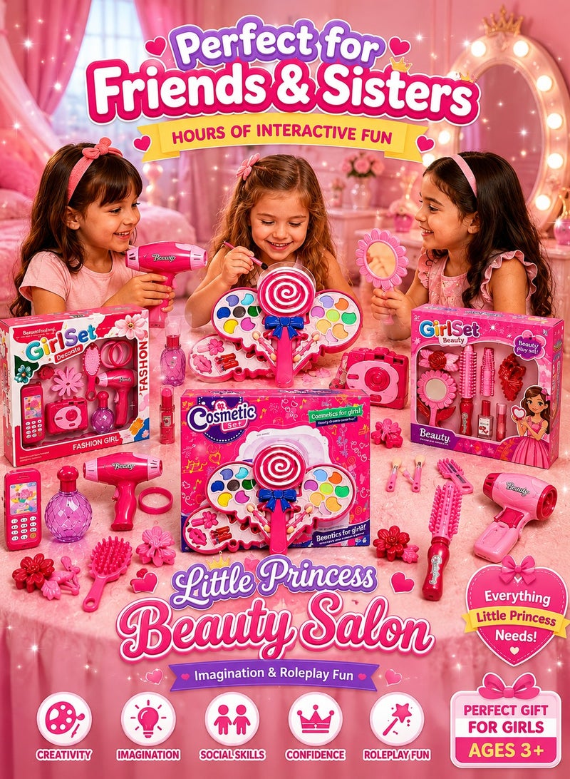 3PCS Girls Beauty Makeup Toy Bundle Set | Candy Makeup Kit + Fashion Beauty Accessories Play Set for Girls Ages 3+ - Image 3