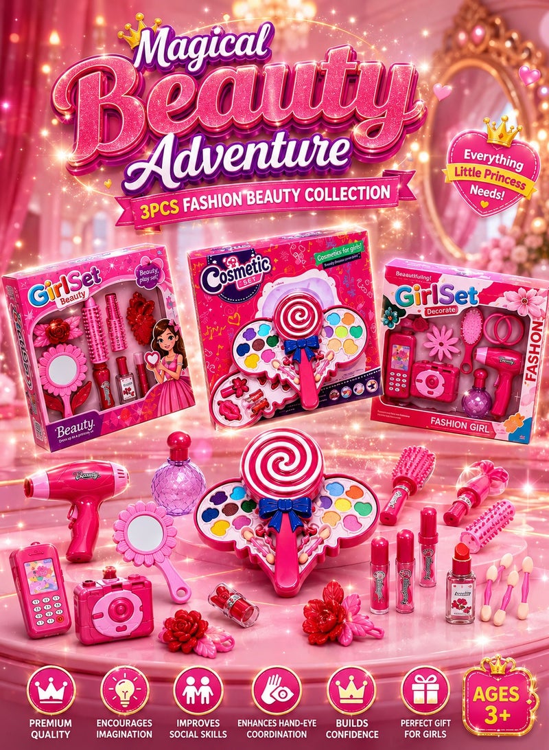 3PCS Girls Beauty Makeup Toy Bundle Set | Candy Makeup Kit + Fashion Beauty Accessories Play Set for Girls Ages 3+ - Image 5