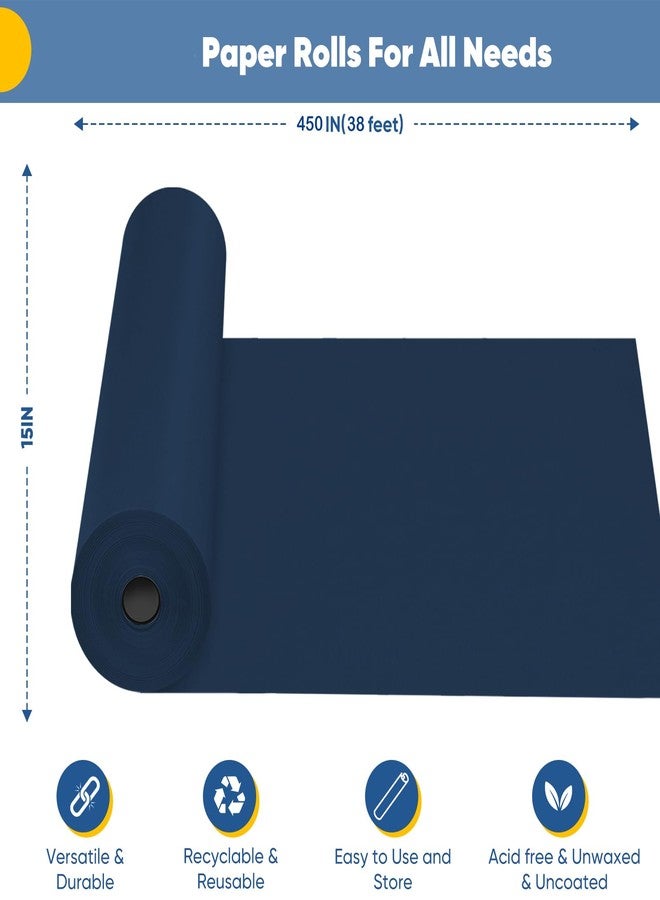 Donyang Navy Blue Wrapping Paper, Poster Bulletin Board Paper Roll 15"x450", Solid Color Art Kraft Craft Paper, Boy Birthday Wrapping Paper, Father's Day Bouquet Flower Gift Wrap for Men Dad Him - Image 2