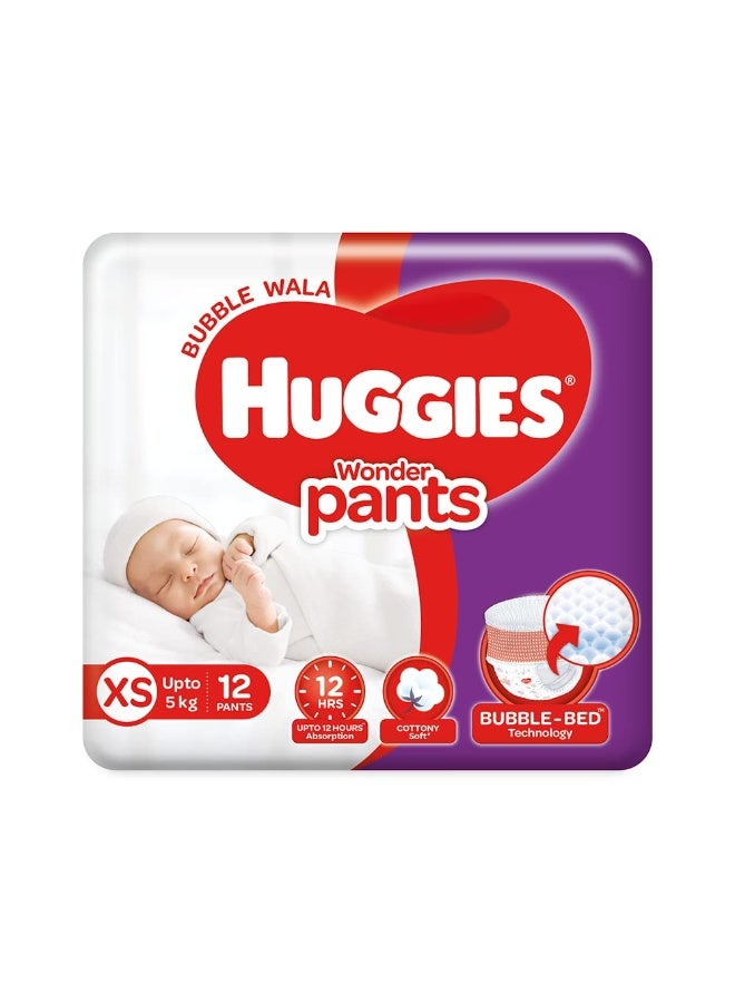 Huggies Wonder Pants Extra Small / New Born,For Unisex Baby (XS ) Size Diaper Pants, 12 count, with Bubble Bed Technology for comfort