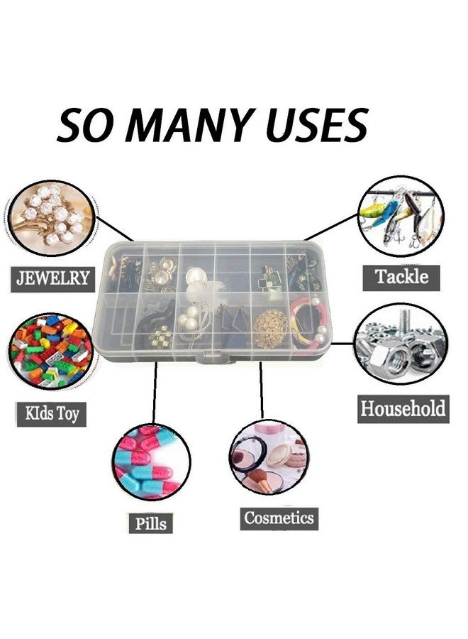 CSM Pack of 2 Big Jewelry Case Organizers Multipurpose Plastic Storage Box with Dividers 12 Grids, Transparent (Pack of 2 Boxes,Rectangular) - Image 5