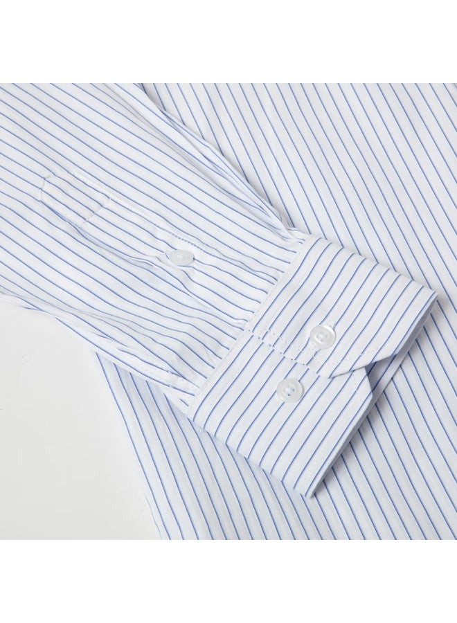 Limeng Men's Long-sleeve Shirt, Spring And Autumn Style, Business Professional Workwear, Easy-care Wrinkle-free Shirt, 103 Blue Stripes, Size 43 - Image 3