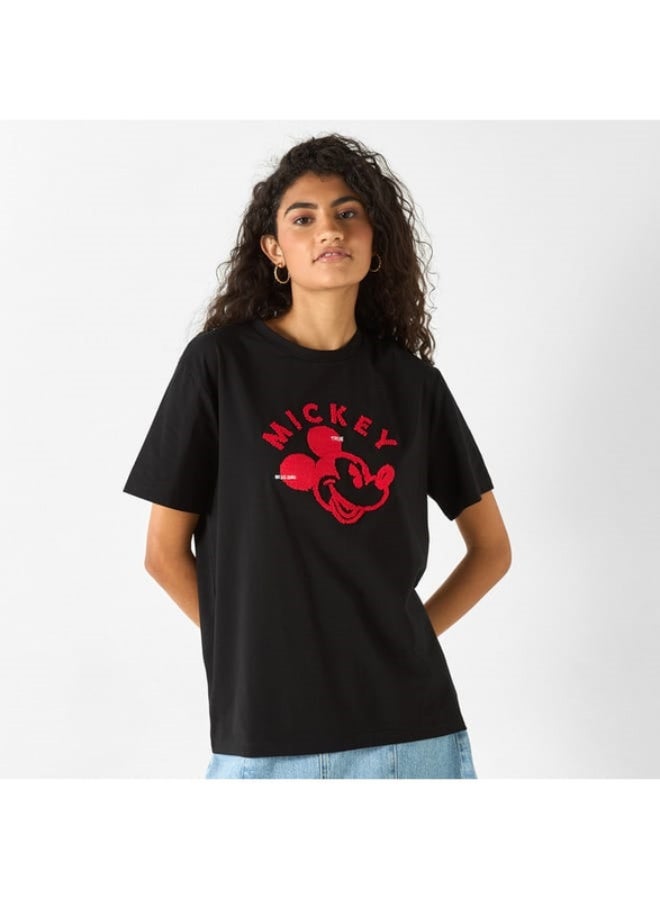SP Characters Mickey Mouse Detail Crew Neck T-shirt with Short Sleeves  - Image 2