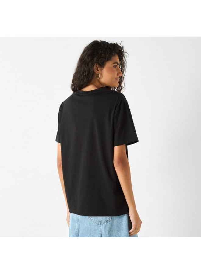 SP Characters Mickey Mouse Detail Crew Neck T-shirt with Short Sleeves  - Image 1