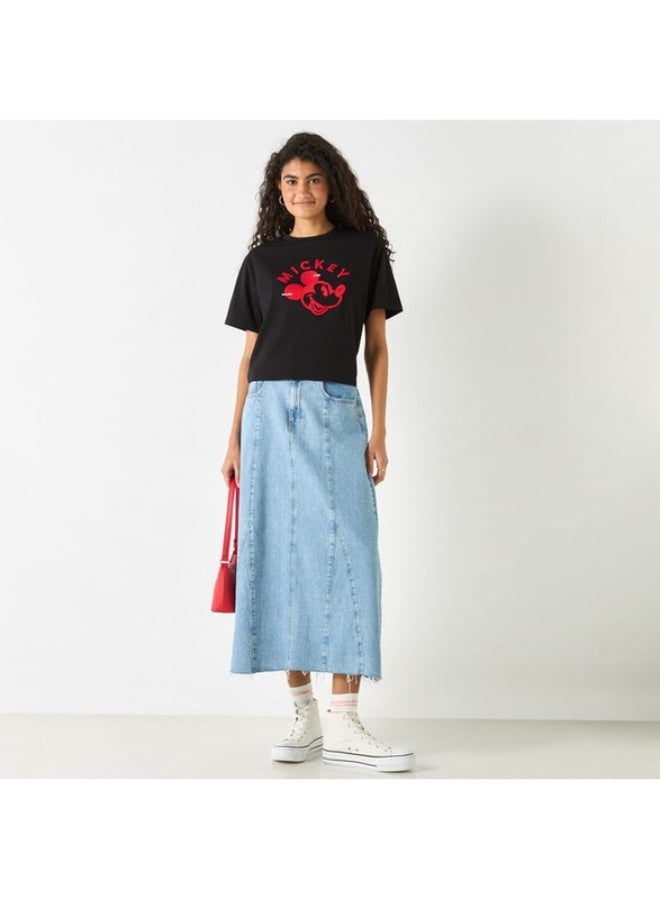 SP Characters Mickey Mouse Detail Crew Neck T-shirt with Short Sleeves  - Image 3