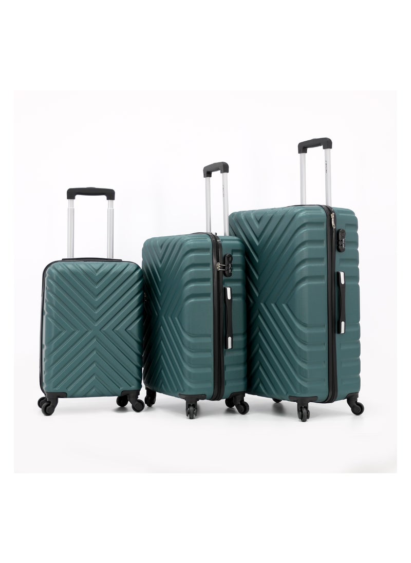DILIXI Hardside Luggage Trolley Bag 3 Pieces Set,Green (S-20",M-24",L-28")  - Image 1
