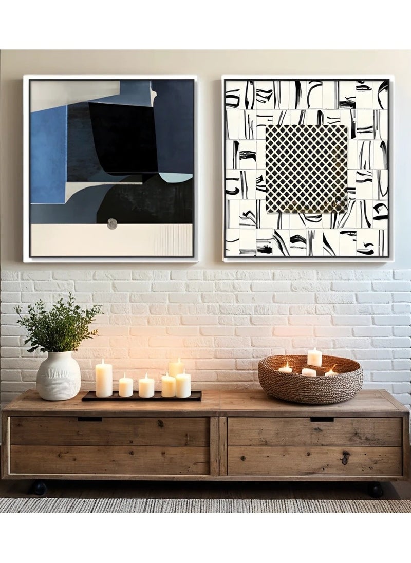 Neo Front Modern Leather Art with 3D Texture, Hand-Woven Detail, and Metal Buckle in Aluminum Frame - 80*80 cm LTY-24030282AB  - Image 2