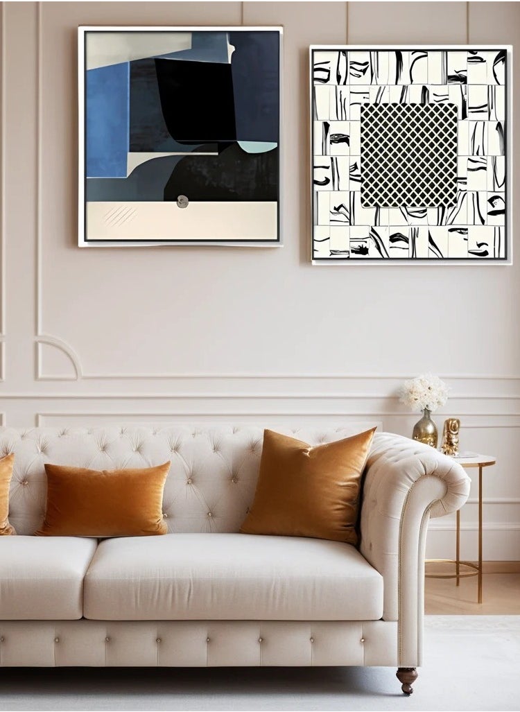 Neo Front Modern Leather Art with 3D Texture, Hand-Woven Detail, and Metal Buckle in Aluminum Frame - 80*80 cm LTY-24030282AB  - Image 4