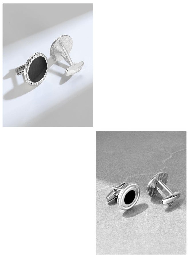 Wynameleri UJOY Mens Formal Cufflinks Set Black and Gold Classic Polished Minimalist Designs of Six Pairs - Image 5