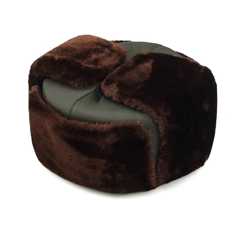 Winter Lei Feng Cap Thickened Cold-Proof Big Ear Ear Protection Fleece-Lined Super Thick Windproof Warm Northeast Locomotive Retro Cap - Image 1