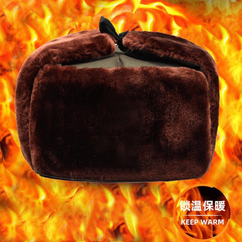 Winter Lei Feng Cap Thickened Cold-Proof Big Ear Ear Protection Fleece-Lined Super Thick Windproof Warm Northeast Locomotive Retro Cap - Image 4