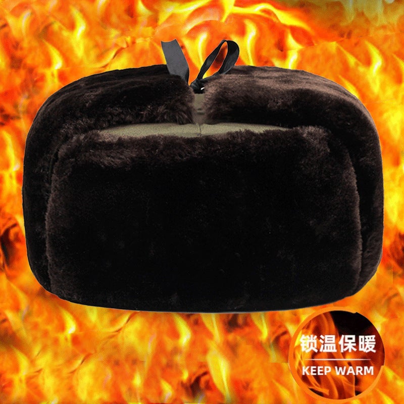 Winter Lei Feng Cap Thickened Cold-Proof Big Ear Ear Protection Fleece-Lined Super Thick Windproof Warm Northeast Locomotive Retro Cap - Image 3