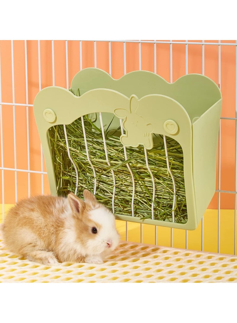 Rabbit Hay Feeder Hanging Feeding Hay Rack for Small Animals Rabbit/ Dwarf Rabbit/ Hamster (Green) - Image 1