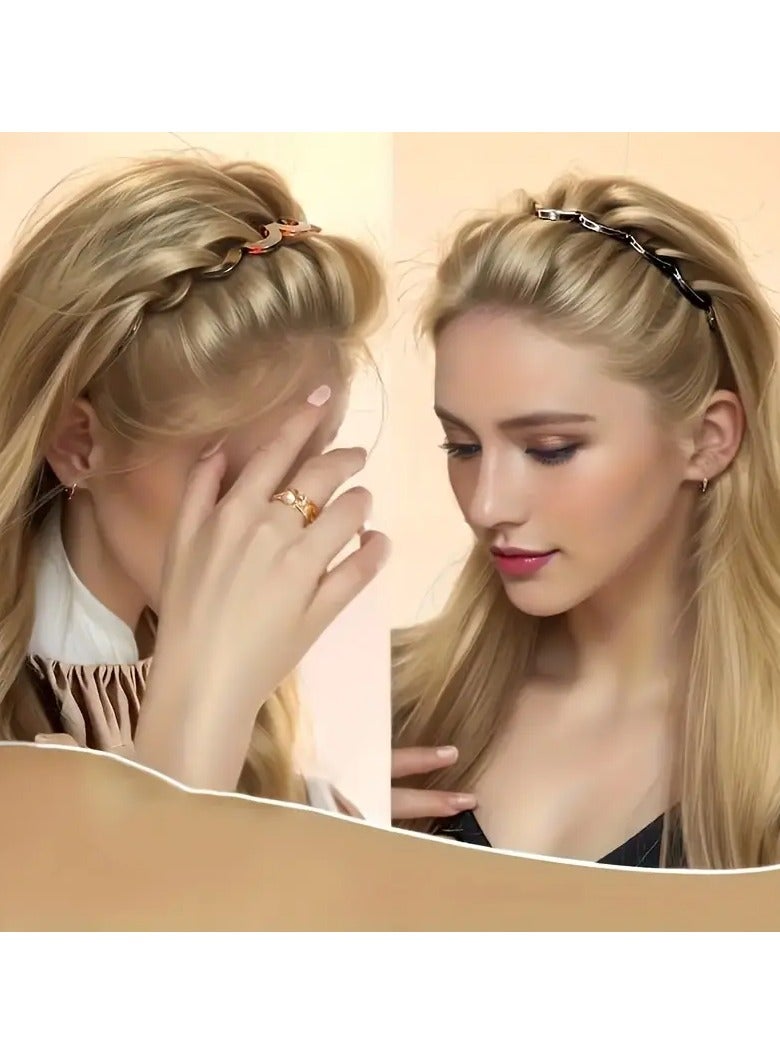 [Popular Choice] Elegant Women's Wavy Hairband - Versatile Lace Fluffy Headband with Fixed Teeth for Washing Face, Sweet Style, Cute Hair Accessories