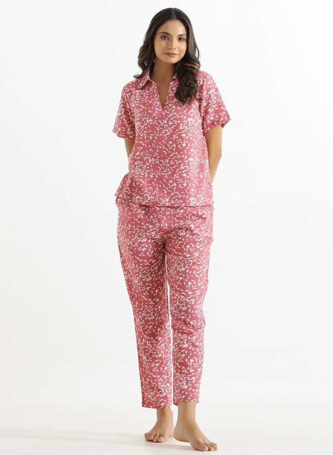 sanskrutihomes Sanskrutihomes Women All-Over Printed Pure Cotton Top and Pyjama Set