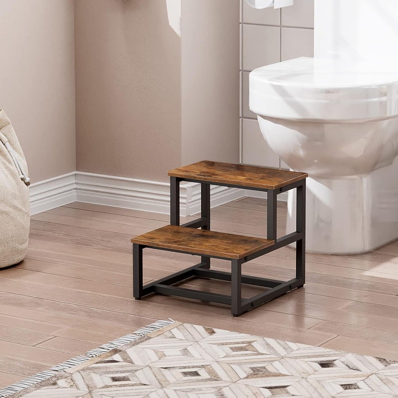 HOOBRO Step Stools for Kids, Kids Potty Training Wooden Stool, Bed Steps,Foot Stool, for Bathroom, Kitchen, Bedroom, Sturdy and Stable, Rustic Brown EBF12JD01 - Image 3