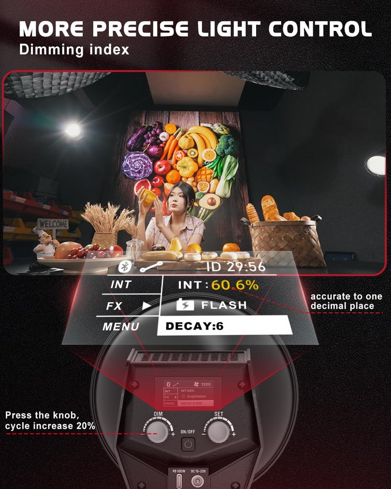 IFOOTAGE LED Video Light 70W SL1 60DN Daylight Photography Lighting,5600k Continuous Output Lighting,Portable Video Lighting for Video Recording,Studio,App Control,with Carry Bag - Image 5
